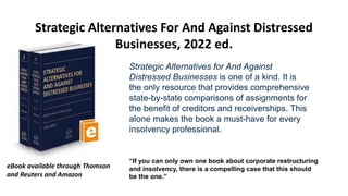 Strategic Alternatives For And Against Distressed
Businesses, 2022 ed.
Strategic Alternatives for And Against
Distressed B...