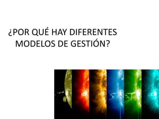 ¿POR QUÉ HAY DIFERENTES 
MODELOS DE GESTIÓN? 
 