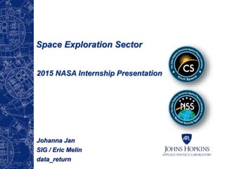Space Exploration Sector
2015 NASA Internship Presentation
Johanna Jan
SIG / Eric Melin
data_return
 