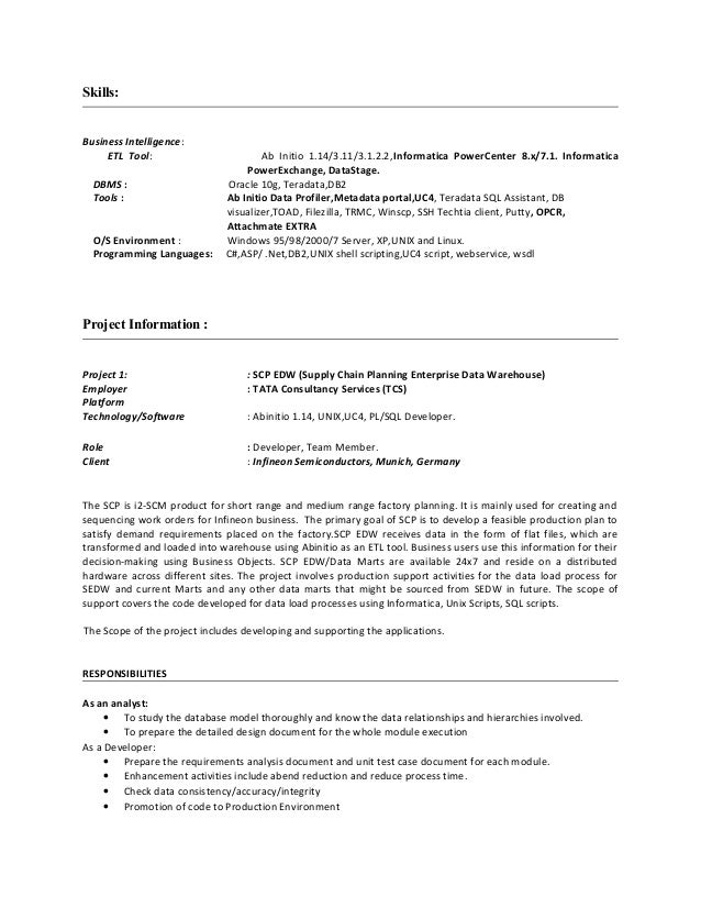teradata resume