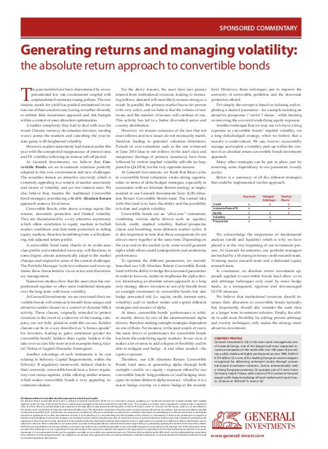 Generating Returns And Managing Volatility