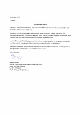 BAT Reference Letter | PDF