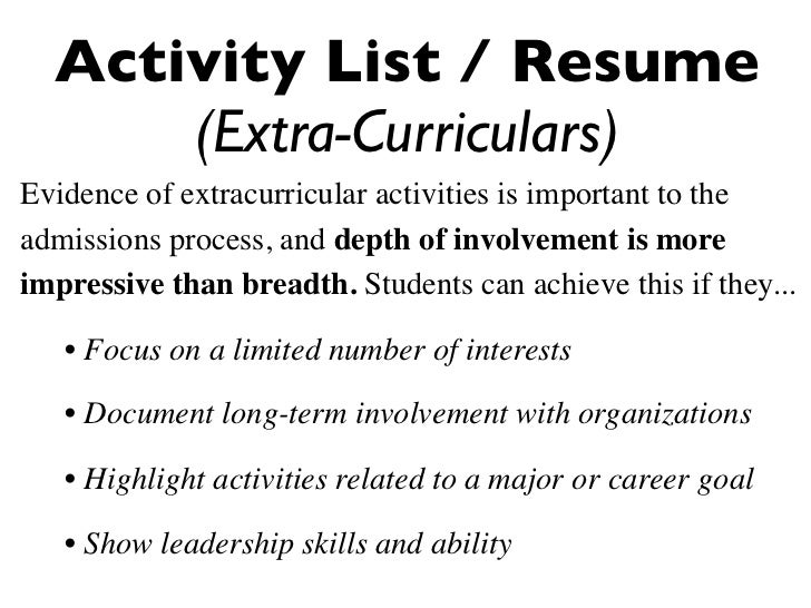 activity list resume extra curricularsevidence of extracurricular activities for resumes