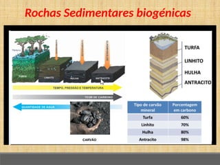 Rochas Sedimentares biogénicas
CARVÃO
 