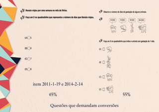 Questões que demandam conversões
item 2011-1-19 e 2014-2-14
65% 55%
 