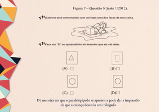 Da maneira em que o paralelepípedo se apresenta pode dar a impressão
de que a criança desenha um triângulo
 