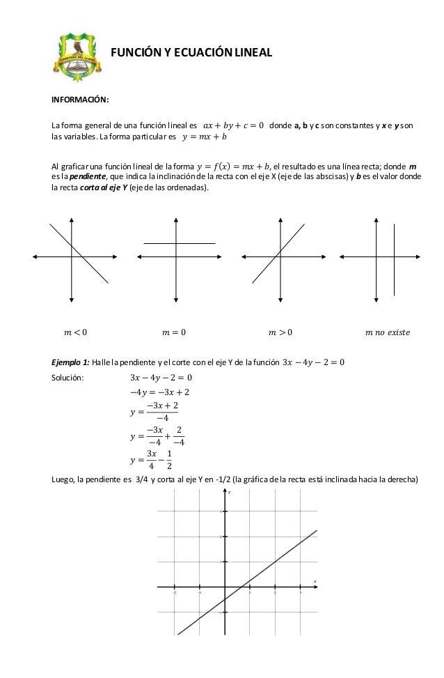 Funcion Y Ecuacion Lineal