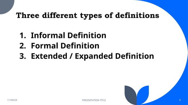 Patterns of paragraph development: definition | PPT image.