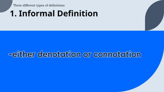 Three different types of definitions
1. Informal Definition
 