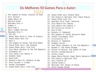 Os Melhores 50 Games Para o Autor: 