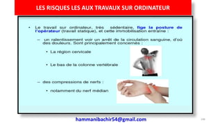 hammanibachir54@gmail.com 198
LES RISQUES LES AUX TRAVAUX SUR ORDINATEUR
 