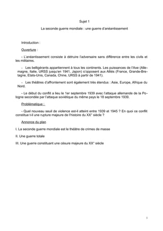 Plan Detaille Seconde Guerre Mondiale