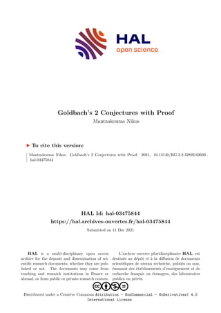 The 2 Goldbach's Conjectures with Proof | PDF