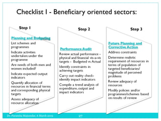 Checklist I - Beneficiary oriented sectors:
Step 1 Step 2 Step 3
27Dr. Paramita Majumdar, 6 March 2019
 