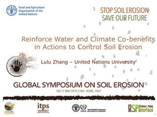 Reinforce Water and Climate Co-benefits
in Actions to Control Soil Erosion
Lulu Zhang – United Nations University
1
 
