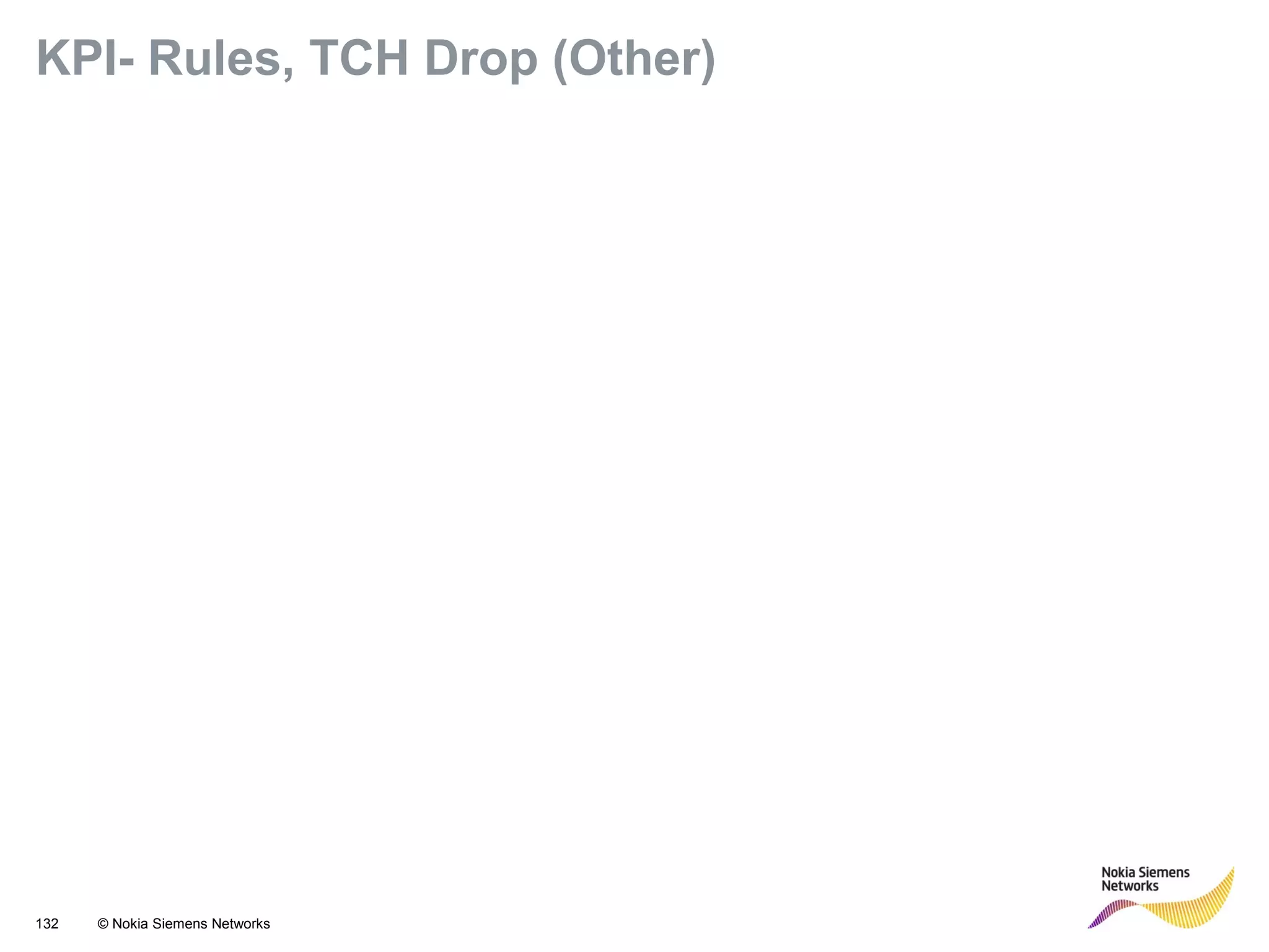 132 © Nokia Siemens Networks
KPI- Rules, TCH Drop (Other)
 