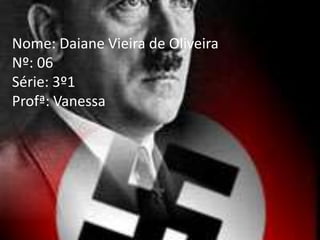 ConclusãoSoldados nas trincheiras durante batalhas da Primeira Guerra MundialCausas da Primeira Guerra Mundial:- Partilha da África e Ásia (insatisfação da Itália e Alemanha que ficaram com territórios pequenos e desvalorizados)- Concorrência econômica entre as potências européias e corrida armamentista- Nacionalismos (pan-germanismo e pan-eslavismo) e rivalidades Início da Guerra - Estopim (começo) : assassinato do príncipe do Império Austro-Hungaro Francisco Ferdinando- A guerra espalha-se pela Europa e por outras nações do mundo- Formação de Alianças: Entente (Inglaterra, França e Rússia) x Aliança ( Itália, Alemanha e Império Austro-Húngaro)- Brasil participa ao lado da Tríplice Entente, enviando enfermeiros e medicamentos- Guerra de TrincheirasNovas Tecnologias de Guerra - A participação das Mulheres como operárias na indústria de armamentos- Uso de aviões, submarinos e tanques de guerra.O Fim da Guerra - 1917 : entrada dos EUA e derrota da Tríplice Aliança ( Alemanha e Império Austro-Húngaro)- O Tratado de Versalhes: imposições aos derrotados- Resultado da Guerra : 10 milhões de mortos / cidades destruídas / Campos arrasadosAtaque aéreo durante a Segunda Guerra MundialCausas da Segunda Guerra Mundial - Projetos militares: Alemanha, Itália e Japão (Eixo) com intenções expansionistas- Desrespeito ao Tratado de Versalhes por parte da Alemanha (produção de armamentos, aumento do exército)- 1939: Alemanha invade a Polônia: Inglaterra e França declaram guerra à Alemanha Segunda Guerra Mundial (1939-1945) - EIXO (Alemanha, Itália e Japão) x ALIADOS (Inglaterra, URSS, França e EUA)- Eixo liderado por Hitler- Hitler persegue, prende em campos de concentração e ordena o assassinato de aproximadamente 5 milhões de judeus ( Holocausto).- Brasil entra na guerra ao lado dos Aliados: FEB ( força expedicionária Brasileira) envia os pracinhas para lutar em Monte Cassino na Itália (vitórias brasileiras) -1939 a 1941 : vitórias do Eixo - Ofensiva japonesa: ataque a PearlHarbor em 1941 e entrada dos EUA na guerra- 1941 a 1945: reação dos Aliados- O Dia D : ataque dos aliados na Normandia- 1945: Alemanha assina a rendição e suicídio de Hitler-1945: EUA jogam bombas Atômicas no Japão (Hiroshima e Nagasaki) 