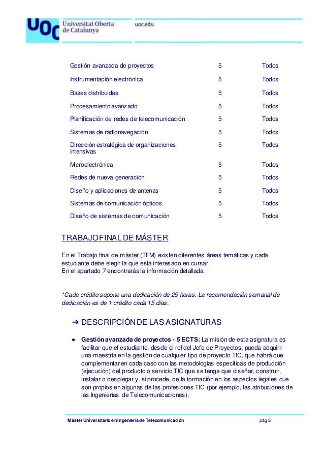 Guia Estudiantes Master De Ingenieria De Telecomunicacion Uoc