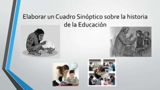 Elaborar un Cuadro Sinóptico sobre la historia
de la Educación
 