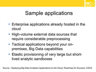 41
Sample applications
Enterprise applications already hosted in the
cloud
High-volume external data sources that
require ...