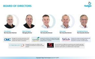 Copyright Talga Technologies Ltd, 03.11.2017
BOARD	OF	DIRECTORS
 