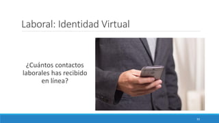 Laboral: Identidad Virtual
¿Cuántos contactos
laborales has recibido
en línea?
33
 