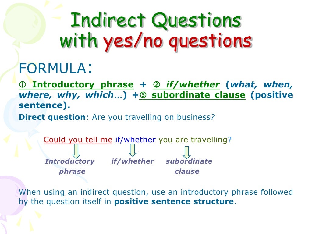 Indirect Questions Examples With Answers