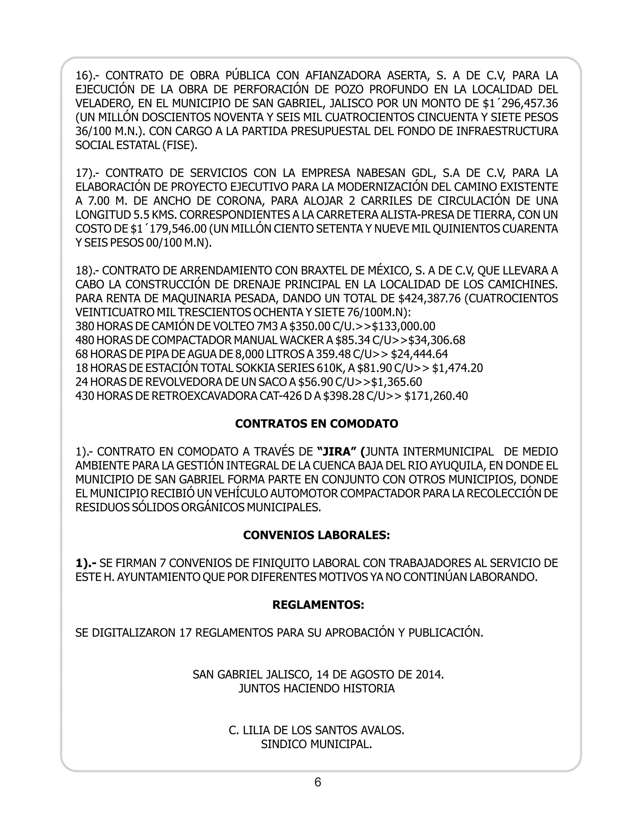 2° informe s. gabriel 2014