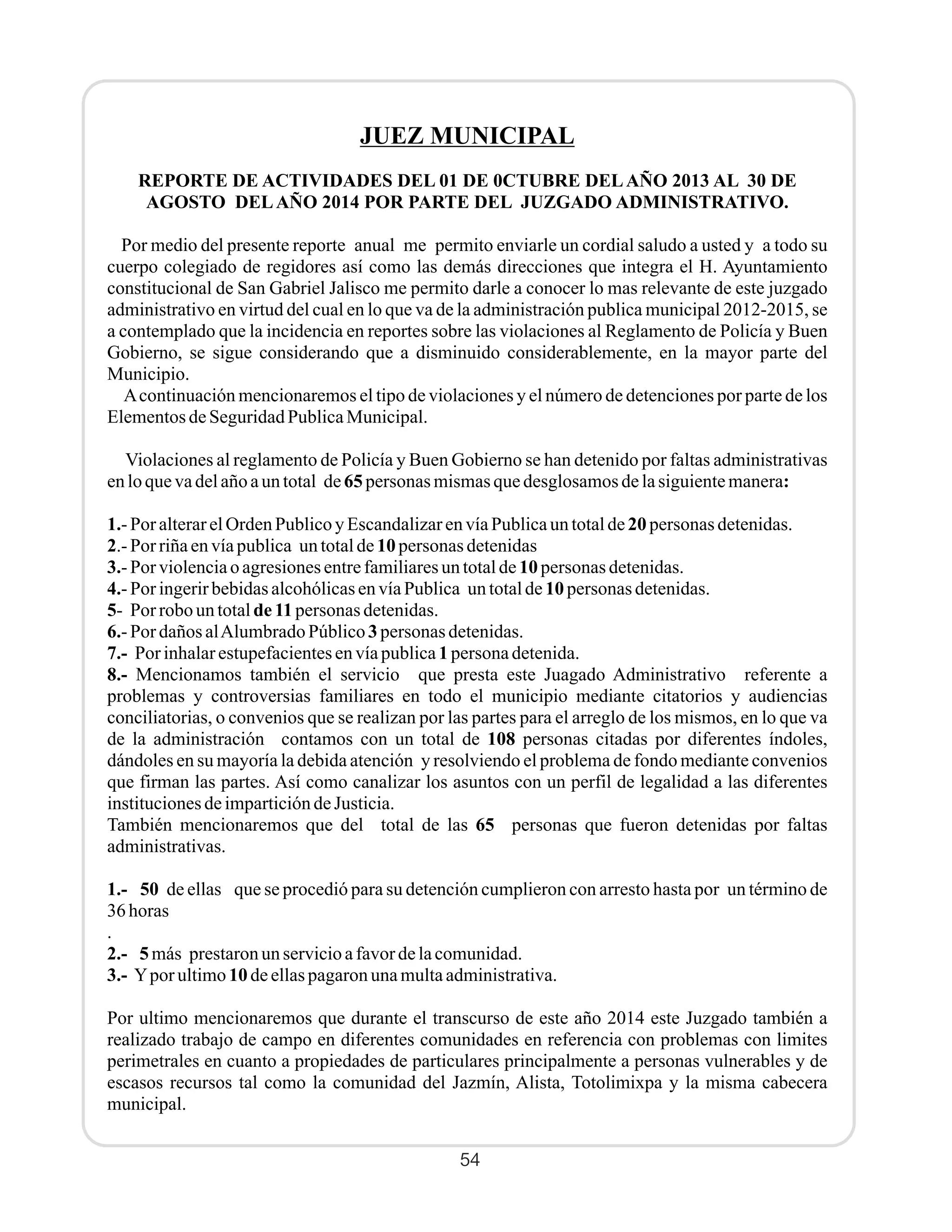 2° informe s. gabriel 2014