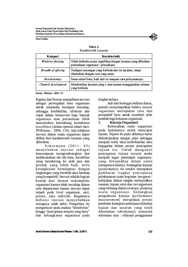 Inovasi Organisasi Dan Kinerja Organisasi Studi Kasus Pada Pusat Ka Inovasi Organisasi Dan Kinerja Organisasi Studi Kasus Pada Pusat Ka