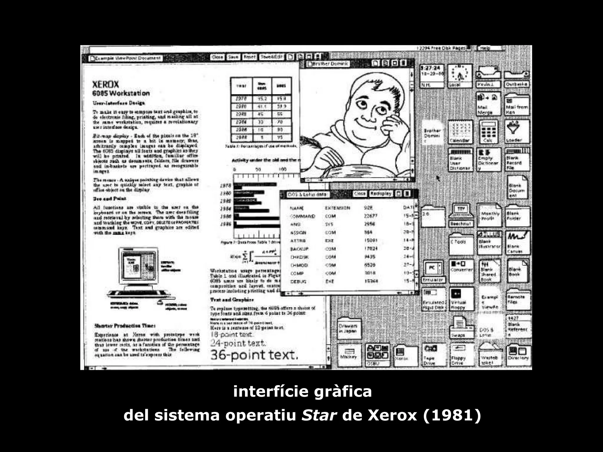 interfície gràfica del sistema operatiu  Star  de Xerox (1981) 