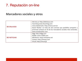 7. Reputación on-line!

Marcadores	
  sociales	
  y	
  otros	
  
 