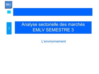 Analyse sectorielle des marchés EMLV SEMESTRE 3 L’environnement 2 