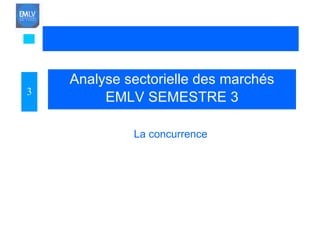 Analyse sectorielle des marchés EMLV SEMESTRE 3 La concurrence 3 