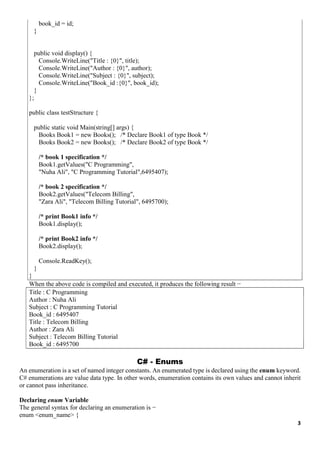 Comprehensive Guide to C# Structures, Enums, and Classes in Programming ...