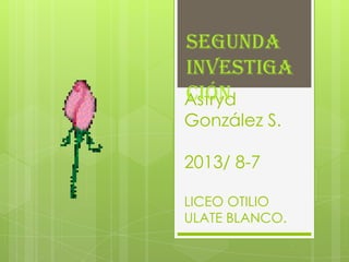 Astryd
González S.
2013/ 8-7
LICEO OTILIO
ULATE BLANCO.
Segunda
investiga
ción
 