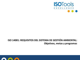 ISO 14001: REQUISITOS DEL SISTEMA DE GESTIÓN AMBIENTAL:
Objetivos, metas y programas
 