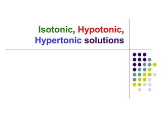 Isotonic ,  Hypotonic ,  Hypertonic  solutions 