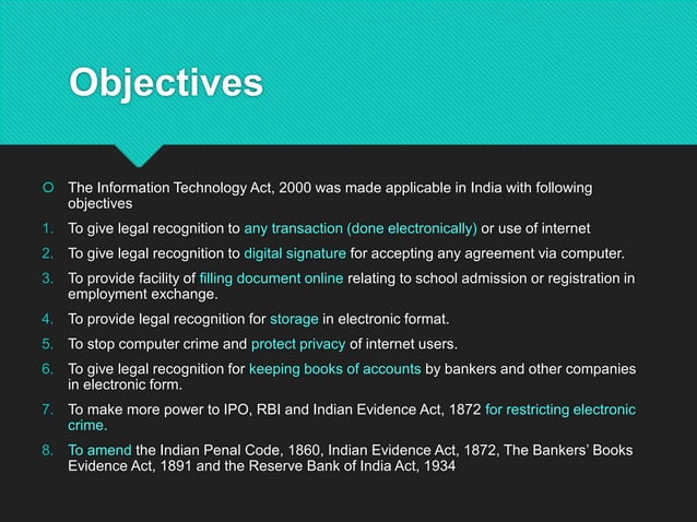 IT ACT, 2000 (Information Technology Act, 2000) | PPT | Law