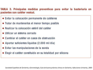 Sociedad Española de Geriatría y Gerontología, Guía de buena práctica clínica en Geíratria, Infecciones Urinarias, 2005
 