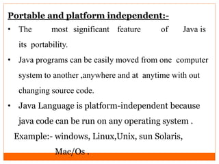 java language features and explanation with ex | PPT