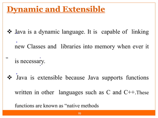 java language features and explanation with ex | PPT