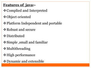 java language features and explanation with ex | PPT