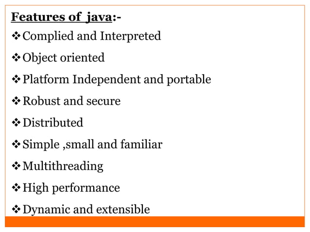 java language features and explanation with ex | PPT