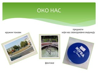 ОКО НАС
фонтане
кружни токови
предмети
који нас свакодневно окружују
 