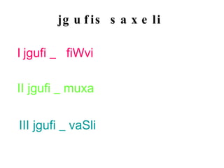 I   jgufi _  fiWvi II jgufi _ muxa III jgufi _ vaSli jgufis saxeli 