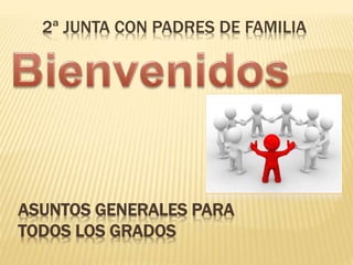 ASUNTOS GENERALES PARA
TODOS LOS GRADOS
2ª JUNTA CON PADRES DE FAMILIA
 