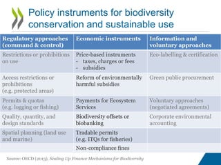 Regulatory approaches
(command & control)
Economic instruments Information and
voluntary approaches
Restrictions or prohib...
