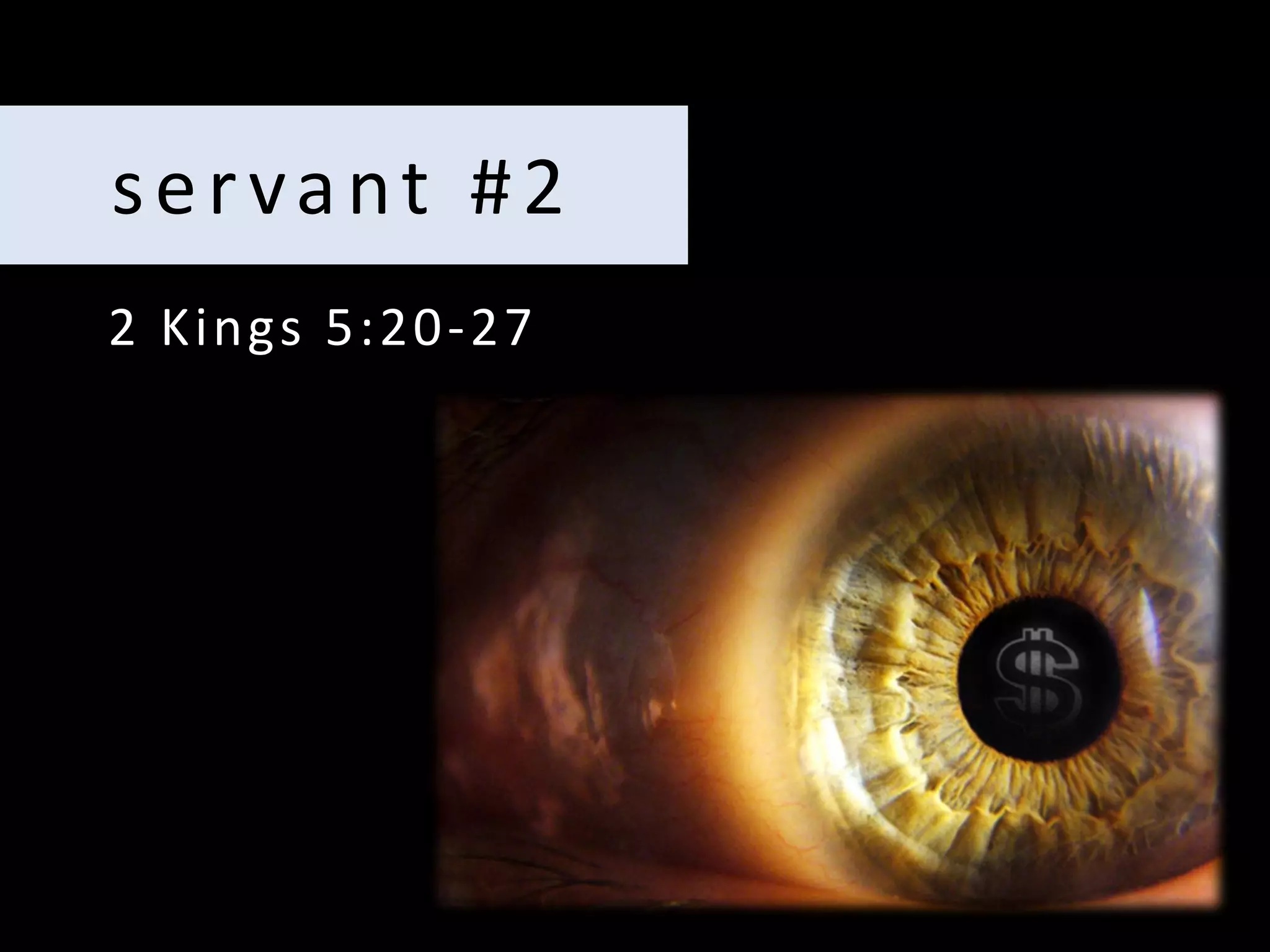 servant #2
2 Kings 5:20-27

 