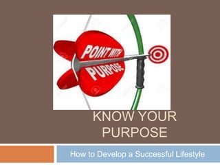 KNOW YOUR
PURPOSE
How to Develop a Successful Lifestyle
 